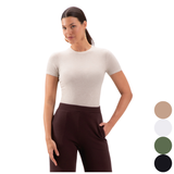 BLUSA MALHA CANELADA LUNENDER | BÁSICA MANGA CURTA