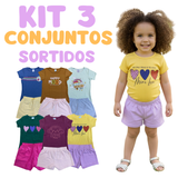 Kit 3 Conjuntos Menina (1 a 8 Anos) – 100% Algodão - Qualidade Premium