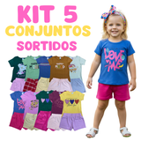Kit 5 Conjuntos Menina (1 a 8 Anos) – 100% Algodão, Conforto - Estilo e Qualidade