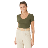 BLUSA VERDE MALHA CANELADA MALWEE | BÁSICA MANGA CURTA