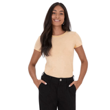 BLUSA BEGE | BÁSICA FEMININA | BABY LOOK EM ALGODÃO | MALWEE