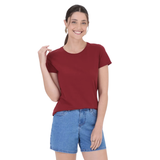 BLUSA BORDO | BÁSICA FEMININA | BABY LOOK EM ALGODÃO | MALWEE