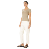 BLUSA BEGE MALHA CANELADA MALWEE | BÁSICA MANGA CURTA