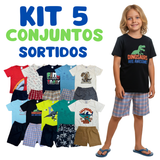 Kit 5 Conjuntos Menino (1 a 8 Anos) – 100% Algodão, Conforto - Estilo e Qualidade