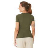 BLUSA VERDE MALHA CANELADA MALWEE | BÁSICA MANGA CURTA