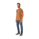 CAMISETA BEGE BÁSICA MASCULINA 100% ALGODÃO