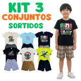 Kit 3 Conjuntos Menino (1 a 8 Anos) – 100% Algodão, Qualidade Premium